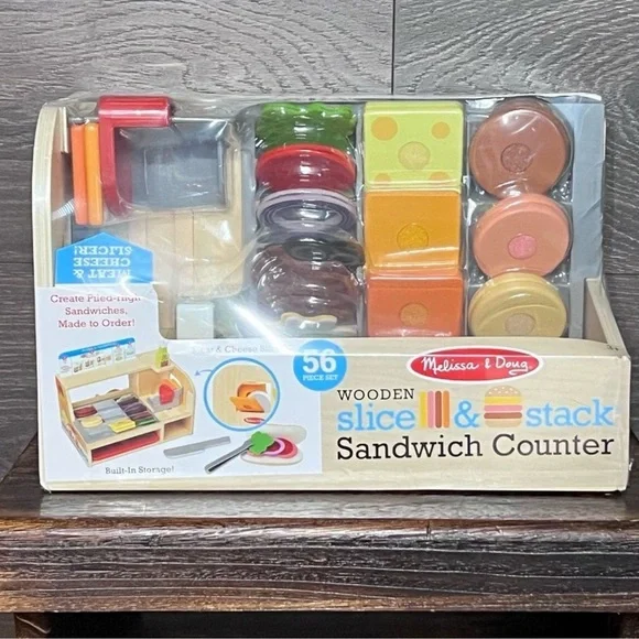 Melissa & Doug Wooden Slice & Stack Sandwich Counter Deli Play Set *NEW* - Picture 2 of 6